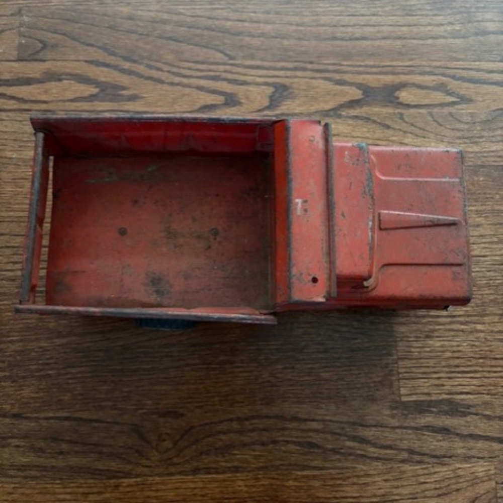 Vintage 1966 Retro Red Structo Pressed Steel Metal Dump Truck Made in Canada